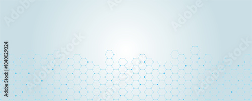 Modern health care or medical background design. Health care innovation concept. Horizontal header web banner. Abstract geometric background with hexagon shapes for medicine