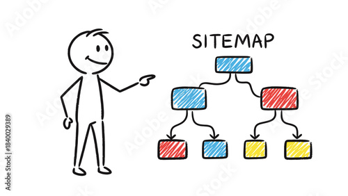 Business cartoon illustration of a smiling man and woman in the kitchen with a concept idea cloud