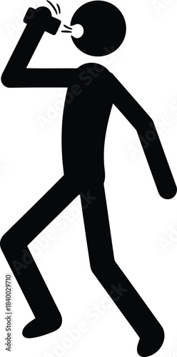 Black silhouette of a person drinking from a bottle