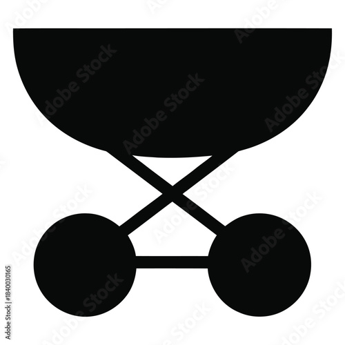 Minimalist Baby Stroller Pram Base Icon Vector
