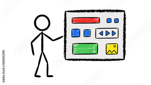 Businessman concept vector illustration of a person holding a digital tablet to display a sign of success