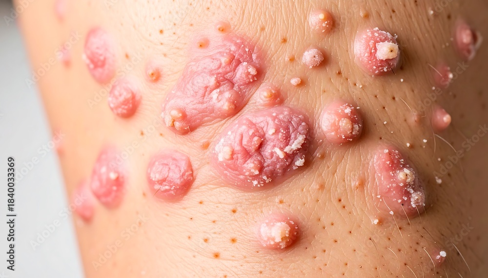 Fototapeta premium Skin lesions, reddish bumps, skin condition