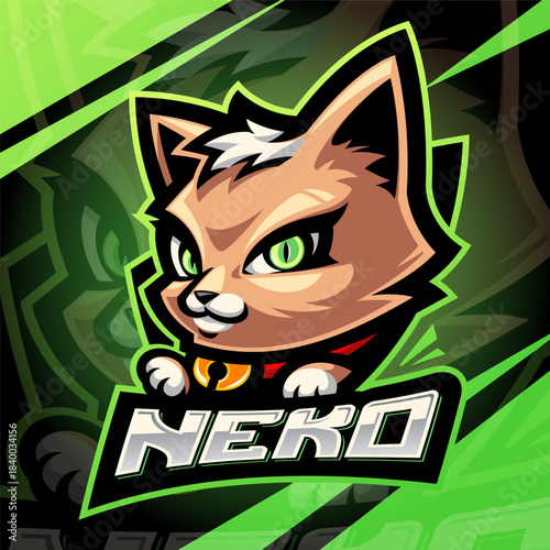 Maneki neko esport mascot logo design 