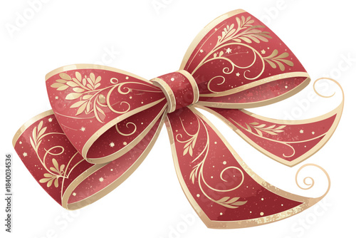 minimal holiday bow, clean symmetric loops, smooth rounded shapes, soft pastel red or gold fill, no texture or gradients, isolated on white background, vector design

