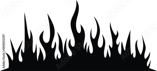 Black flame silhouette border graphic fire