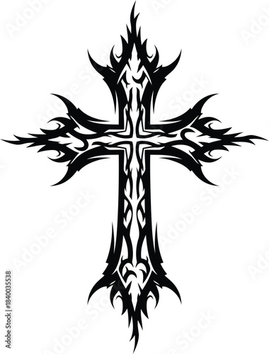 Black tribal flame cross graphic design fire
