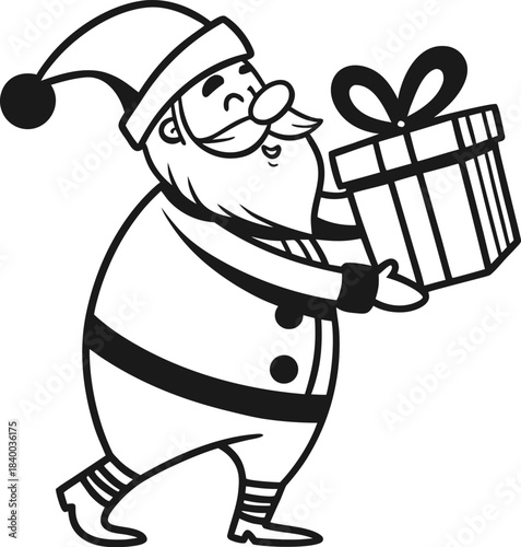 santa claus with a gift box giving the gift 