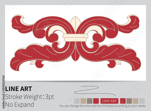 These four classic red ornate floral corners elegantly frame a bright white space.