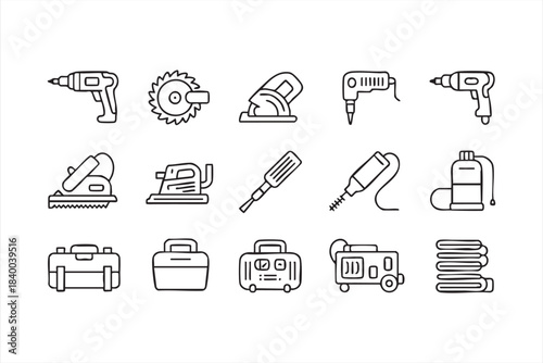 Workshop vector kit including grinders, toolboxes and heavy-duty devices