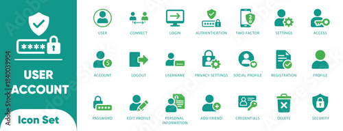 Secure user account login vector icon with key for app UI design