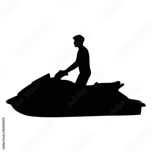 Jet Ski Rider Silhouette BLACK