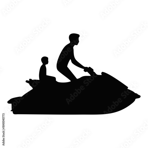 Jet Ski Rider Silhouette BLACK