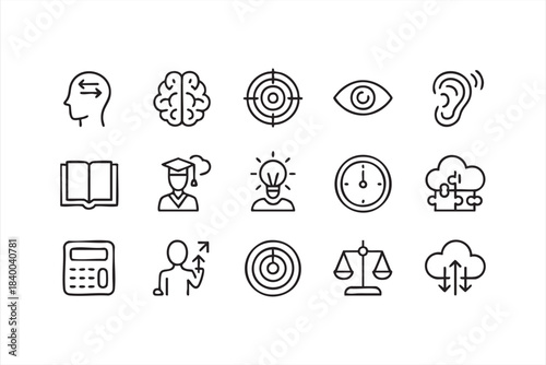 Learning process and problem-solving vector icons for e-learning platforms