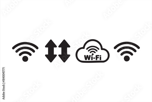Wi-Fi Signal and Cloud Connectivity Icons for Apps and Dashboards