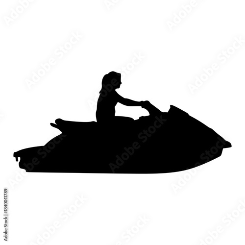 Jet Ski Rider Silhouette BLACK
