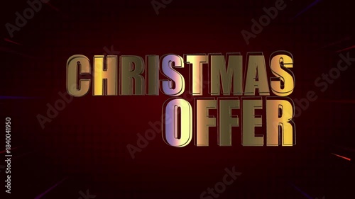 Christmas Offer Shiny Golden Text Animation with Vibrant Neon Colorful Stroke Flicker and Shaking Effect, Festive Holiday Sale Typography for Winter Discounts, Promotions, and Marketing Videos