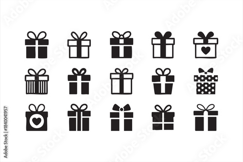 Ribboned Gift Icons for Festive UI Elements and Seasonal Branding