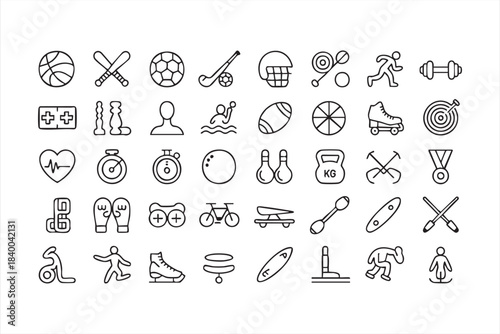 Line-Style Sports Icons for Mobile Apps, Wearables, and Tracking Systems