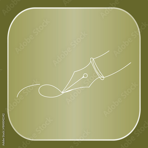 Elegant Fountain Pen Icon Depicting a Smooth Writing Signature, a Versatile Vector Symbol for Creative Digital Design Projects