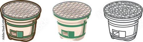 七輪（網あり）