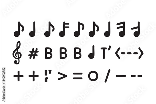 Notes, Clefs, and Rhythm Symbols for Composition and Learning Platforms