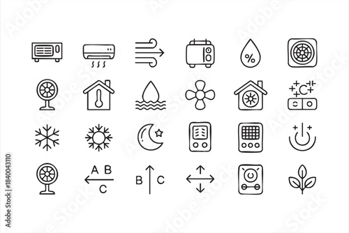 HVAC Climate Control Icons for Smart Home Apps and Device Interfaces