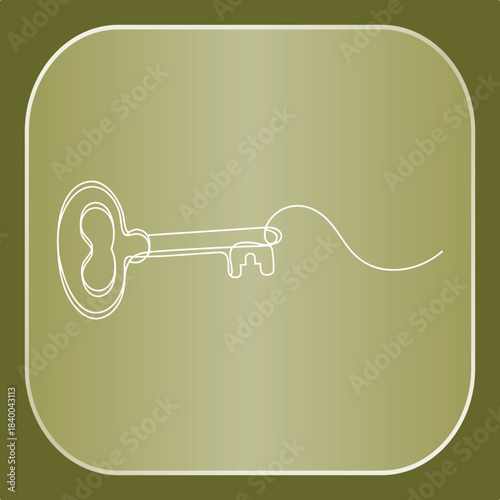 Continuous Line Art Drawing of a Vintage Key Representing Access, Solution, and Unlocking Secrets