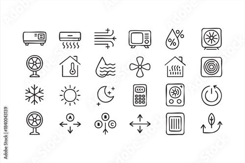 Cooling, Heating, and Airflow Symbols for Climate Dashboards and UI Kits