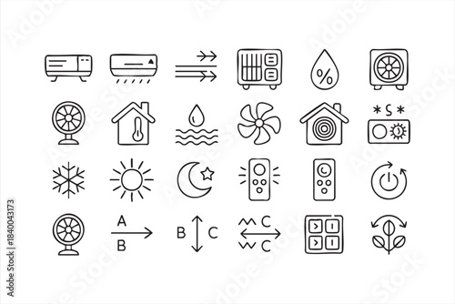 Temperature, Humidity, and Fan Mode Icons for Home Automation Systems