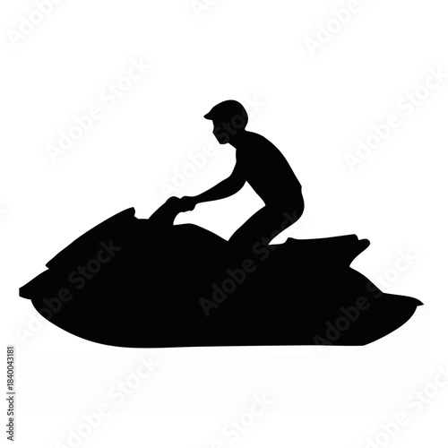Jet Ski Rider Silhouette BLACK