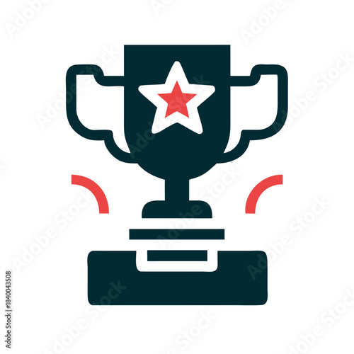 Trophy cup icon with star and abstract rays