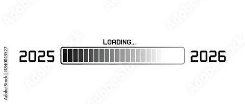 2025 loading bar transitioning to 2026 Vector illustration