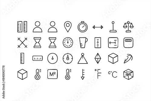 Measurement and Dimension Symbols for Technical UI and Engineering Apps