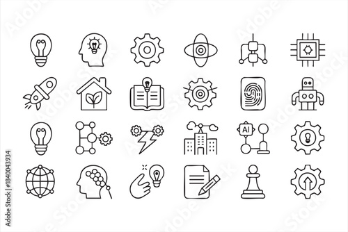 Creative Thought and Technology Icons for Startup Tools and Platforms