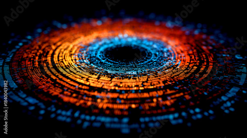 Futuristic Big Data Technology Background with Vibrant Radial Flow and Bokeh Effect