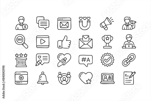 Engagement, Targeting, and Content Icons for Modern Marketing Apps