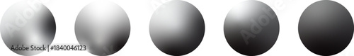 Set of vector realistic spheres and balls on a white background. Gray sphere
