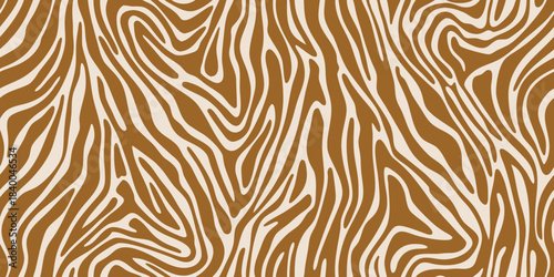 Trendy zebra print seamless pattern in brown and beige colors