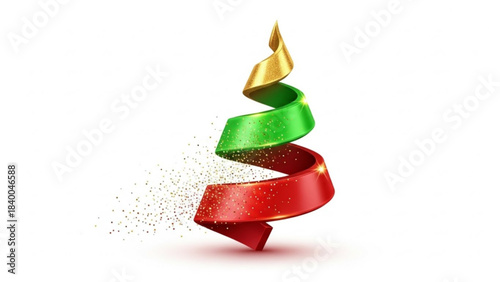 Festive Ribbon Christmas Tree: A vibrant and modern Christmas tree is elegantly fashioned from curling ribbons, creating a playful and joyous representation of the holiday season.