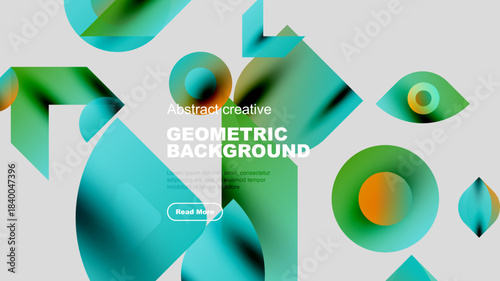 Abstract geometric shapes, vibrant colors, modern design. Text overlay promotes further exploration. Clean, stylish background.