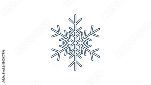 Winter's Delicate Emblem: A detailed illustration of a single snowflake, showcasing its intricate crystalline structure in a graphic design.