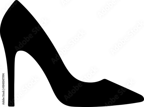 Stylish black leather stiletto high heels are a classic footwear accessory for fashionable women, embodying elegance and glamour