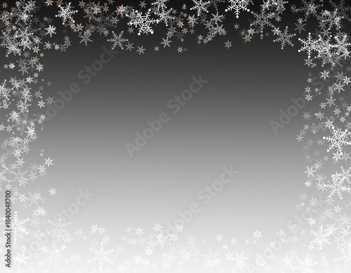 Snowflake Frame on Black Gradient Background