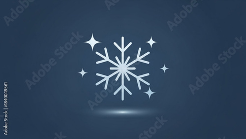 Shimmering Snowflake: An elegant snowflake, radiates a delicate beauty against a deep blue background, evoking a sense of calm and the serene purity of winter.