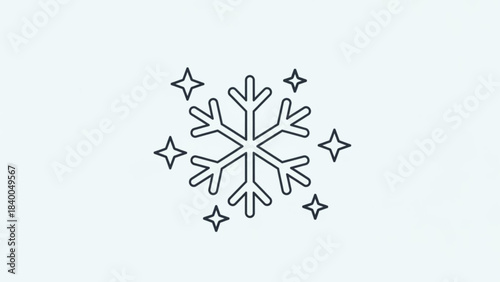 Sparkling Snowflake Icon: A minimalistic snowflake icon surrounded by star-shaped sparkles, evoking a sense of winter wonder and delicate beauty. 