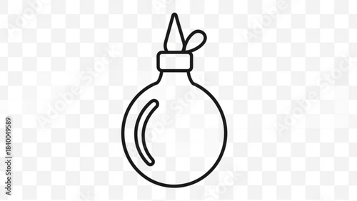 Glass bottle silhouette: A simple yet elegant outline of a glass bottle with a rounded body and a pointed spout, perfect for representing laboratory equipment or the vessel itself.
