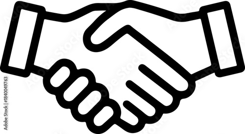Vector illustration of business handshake sign and human hands silhouette symbol icon