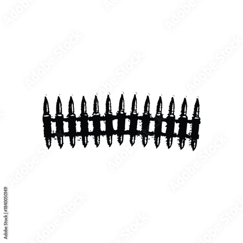 Black and white vintage illustration of bullet tip detail military ammunition style vector