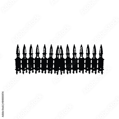Black and white vintage illustration of bullet tip detail military ammunition style vector