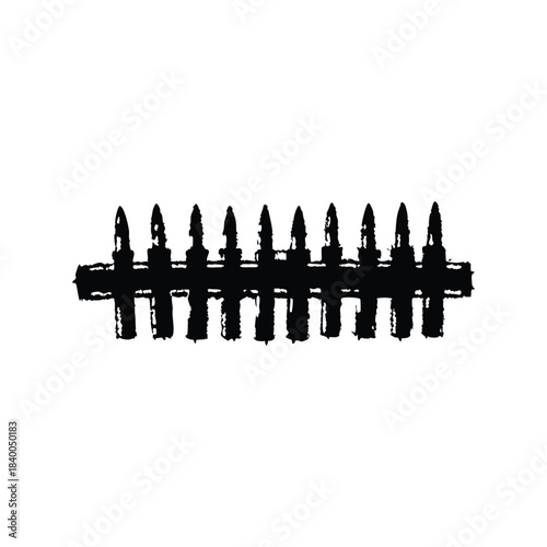 Black and white vintage illustration of bullet tip detail military ammunition style vector